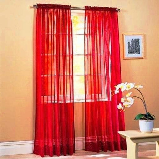 Red Sheer Curtains - 2 Panels Set, 54" X 84", Transparent, Light Filtering Privacy Voile Drapes, Sheer Window Curtains for Living Room, Bedroom, Kitchen, Dining Room - Red